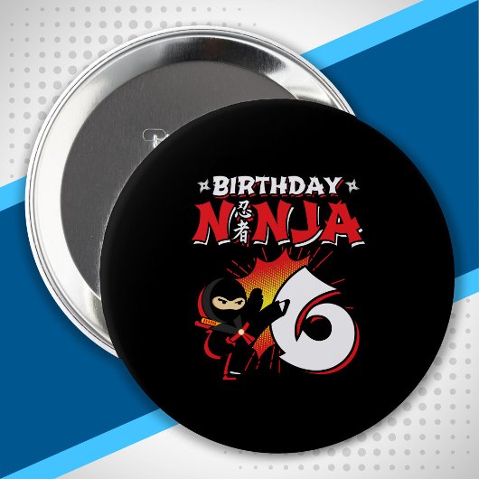 Kinder Ninja Birthday Party Gift - 6 jaar oud Ronde Button 4,0 Cm