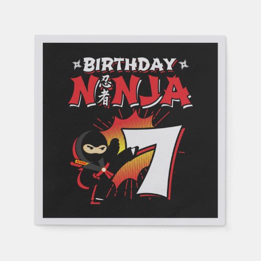 Kinder Ninja Birthday Party Gift - 7 jaar oud Servet (Voorkant)