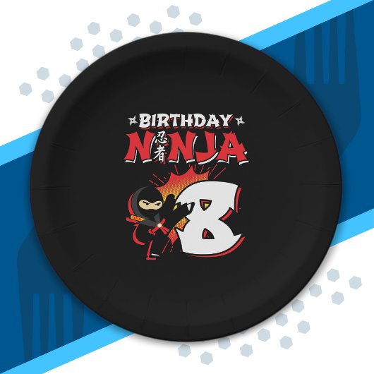 Kinder Ninja Birthday Party Gift - 8 jaar oud Papieren Bordje