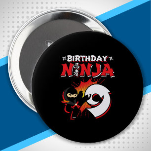 Kinder Ninja Birthday Party Gift - 9 jaar oud Ronde Button 4,0 Cm