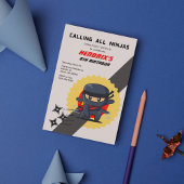 Kinder Ninja Karate Verjaardagsfeestuitnodiging Kaart