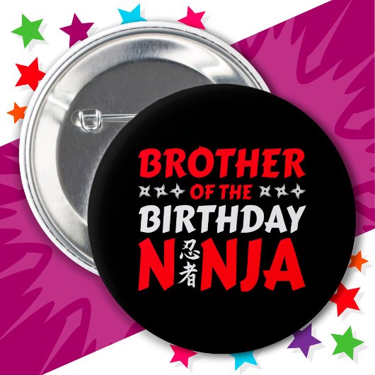 Kinder Ninja Party Karate Broer van Verjaardag Nin Ronde Button 5,7 Cm