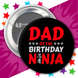 Kinder Ninja Party Karate Papa van de Verjaardag N Ronde Button 5,7 Cm