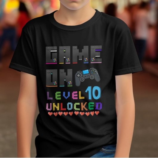 Kinder niveau 10 ontgrendelde videogame t-shirt