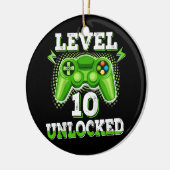 Kinder niveau 10 Onvergrendelde Birthday Video Gam Keramisch Ornament (Links)