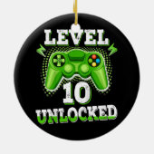 Kinder niveau 10 Onvergrendelde Birthday Video Gam Keramisch Ornament (Achterkant)