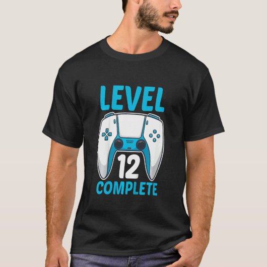 Kinder niveau 12 compleet 12 jaar oude gamers 12e  t-shirt (Voorkant)
