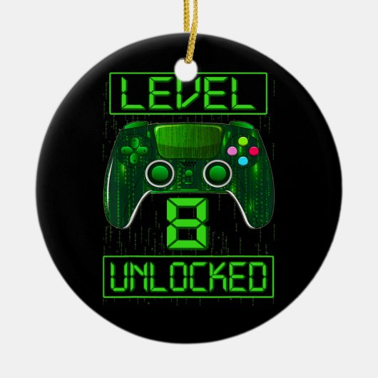 Kinder niveau 8 Ontgrendelde grappige videoband 8t Keramisch Ornament (Voorkant)