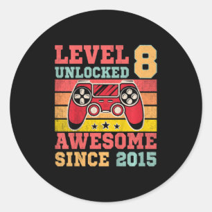 Kinder niveau 8 Onvergrendeld videospel 8th Birth Ronde Sticker