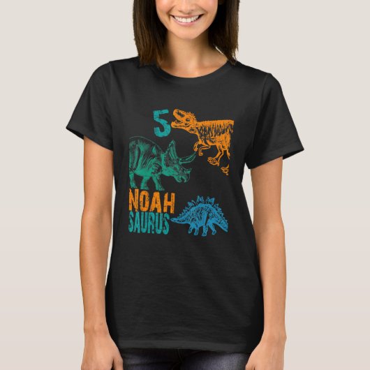 Kinder Noah Saurus 5e Verjaardag Jongens Rex Dagfe T-shirt (Voorkant)