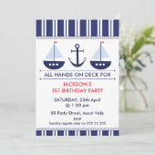 Kinder Nochtans Boat Anchor Birthday Uitnodiging (Staand voorkant)
