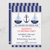 Kinder Nochtans Boat Anchor Birthday Uitnodiging (Voorkant / Achterkant)