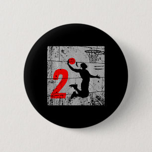 Kinder Noodlijdende 2 Jaar Oud 2e Basketbal Verjaa Ronde Button 5,7 Cm