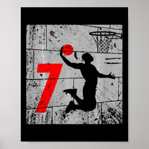Kinder noodlijdende 7 jaar oud 7e basketbal Verjaa Poster