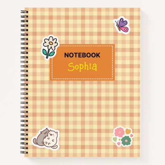 Kinder Notitieboek met Stickers en Gingham Plaid (Voorkant)