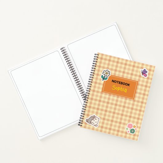Kinder Notitieboek met Stickers en Gingham Plaid (Binnen)