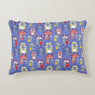 Kinder Nursery Red White en Blue Beach Huts Print Accent Kussen