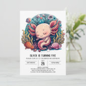 Kinder Oceaan Avontuur Axolotl Verjaardag Kaart (Staand voorkant)