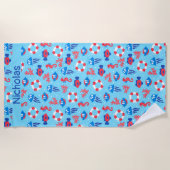 Kinder Ocean Elements Pattern Gepersonaliseerd Strandlaken (Voorkant)