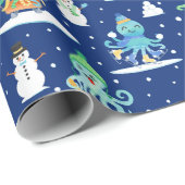 Kinder octopus wintersport grappig dier cadeaupapier (Rol Hoek)