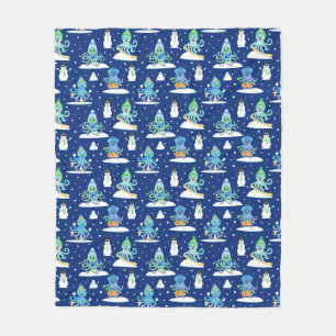 Kinder octopus wintersport grappig dier fleece deken