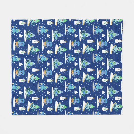 Kinder octopus wintersport grappig dier fleece deken (Voorkant (Horizontaal))