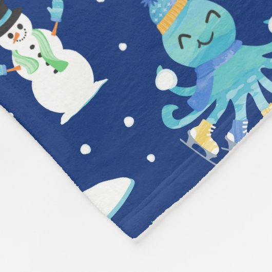 Kinder octopus wintersport grappig dier fleece deken (Hoek)