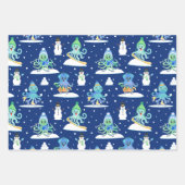 Kinder Octopus Wintersport Grappig Dierenwikkeling Inpakpapier Vel (Voorkant 3)