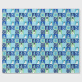 Kinder Octopus Wintersport Patchwork gepersonalise Cadeaupapier (Vlak)