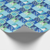 Kinder Octopus Wintersport Patchwork gepersonalise Cadeaupapier (Hoek)