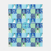 Kinder Octopus Wintersport Patchwork gepersonalise Fleece Deken (Voorkant)