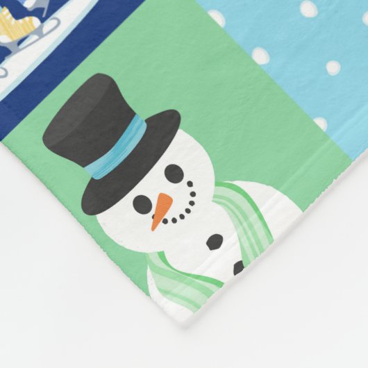 Kinder Octopus Wintersport Patchwork gepersonalise Fleece Deken (Hoek)