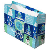 Kinder Octopus Wintersport Patchwork gepersonalise Groot Cadeauzakje (Voorkant Gekanteld)