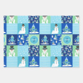 Kinder Octopus Wintersport Patchwork gepersonalise Inpakpapier Vel (Voorkant 3)