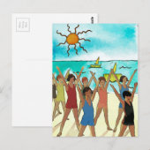 Kinder oefening op strand briefkaart (Voorkant / Achterkant)
