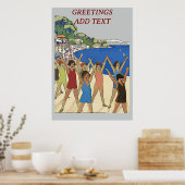  Kinder oefening op strand Poster (Keuken)