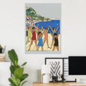 Kinder oefening op strand Poster (Thuiskantoor)