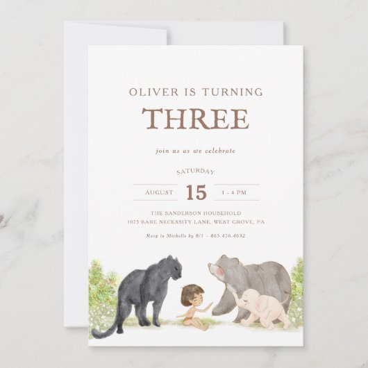 Kinder Oerwoud Birthday - Oerwoud Friends Birthday Kaart (Voorkant)