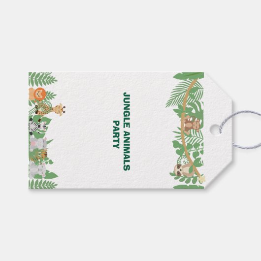 Kinder Oerwoud Dieren Party Gift Label Cadeaulabel (Voorkant (Horizontaal))