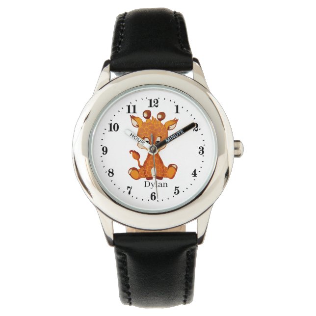 kinder Oerwoud giraffe Horloge (Voorkant)