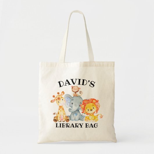 Kinder Oerwoud Safari Animals Cute Library Tote Bag (Voorkant)