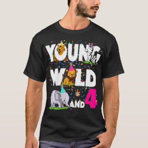 Kinder Oerwoud van de 4-jarige Birthday Girl Safar T-shirt