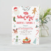 Kinder oh wat leuk kerstthema verjaardag kaart (Staand voorkant)