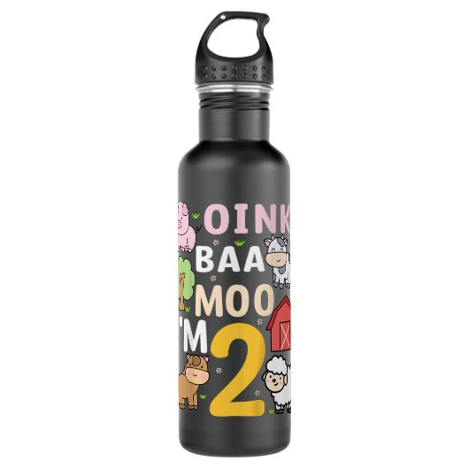 Kinder Oink Baa Moo IM 2 boerderijdieren 2e Verjaa Waterfles (Voorkant)