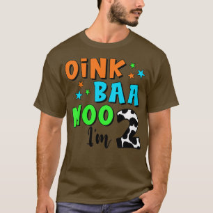 Kinder Oink Baa Mooo I'm 2 Farmer Baby 2e verjaard T-shirt