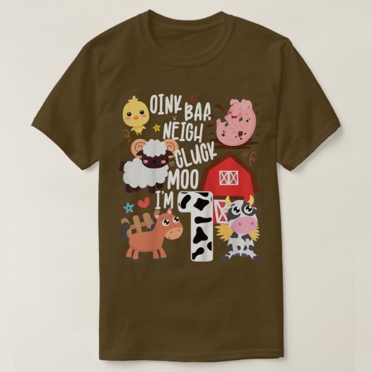Kinder Oink Baa Neigh Cluck Moo Ik ben 1 Farmer 1s T-shirt (Design voorkant)