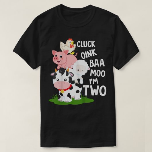 Kinder Oink Baa Neigh Cluck Moo Im Twee 2e Verjaar T-shirt (Design voorkant)