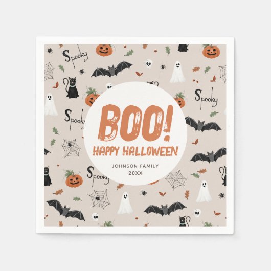 Kinder oktober Spooky Halloween Herfst Boo Servet (Voorkant)
