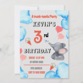 Kinder Olifant theam verjaardagsfeestje Uitnodigin Kaart (Voorkant)