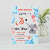 Kinder Olifant theam verjaardagsfeestje Uitnodigin Kaart (Staand voorkant)